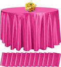 fani 12 Pack 120 Inch Hot Pink Satin Tablecloth - Silky Round Tablecloth Overlay Smooth Fabric Table Cover, Bright Table Decoration for Wedding Party Banquet Events Restaurant Kitchen Dining