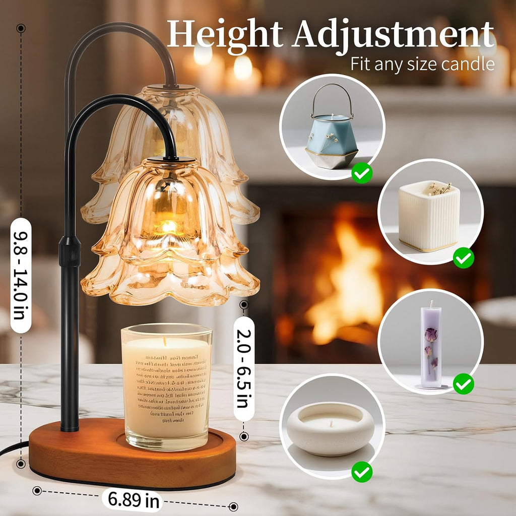 Flower Candle Warmer Lamp with Timer - Dimmable Electric Candle Warming Lamps, Adjustable Wax Melter Wamers Light for Jar Candles, Birthday Gifts for Women, Christmas New Home Decor