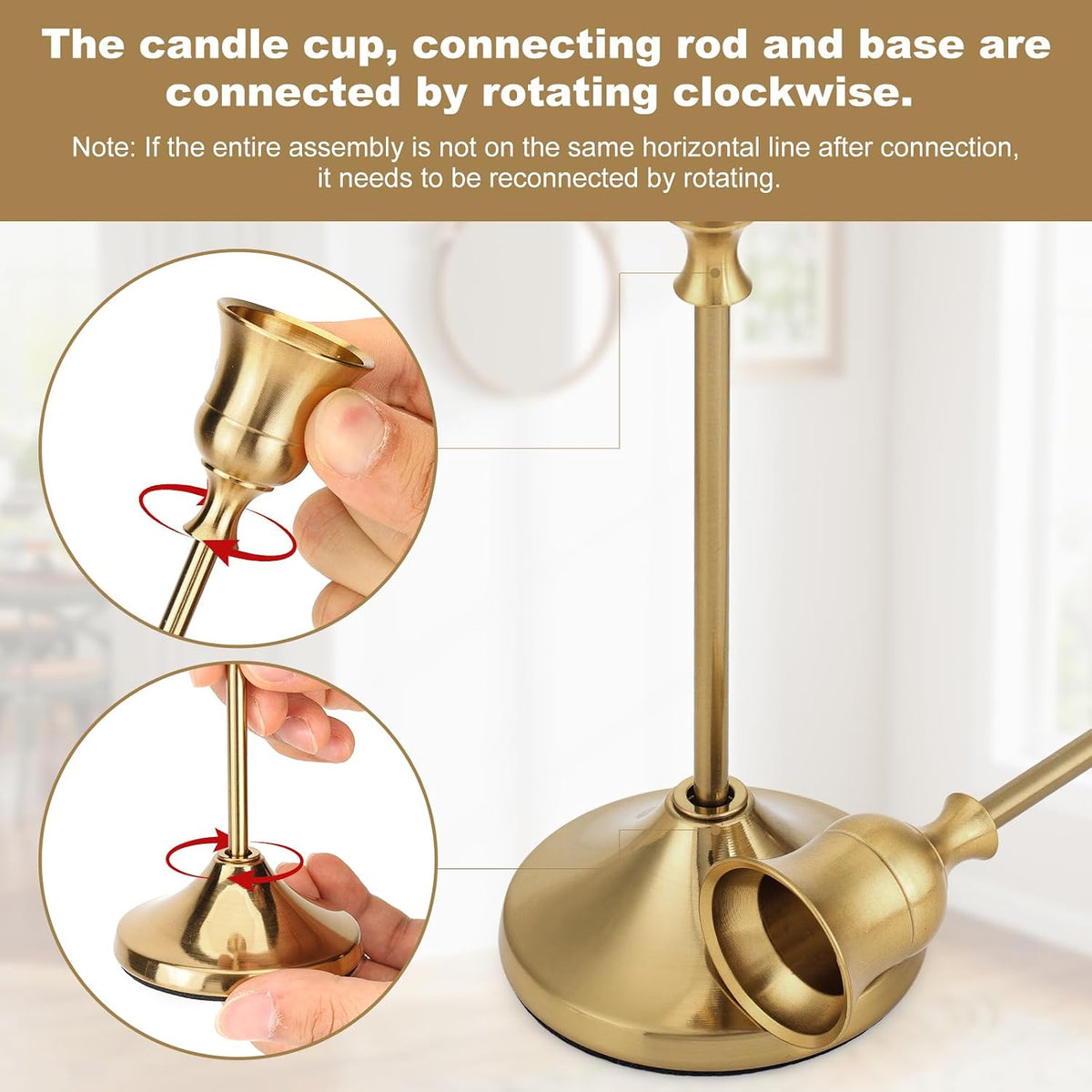 Candlestick Holders, 24PCS Metal Taper Candle Holder, Brass Gold Candle Holde...