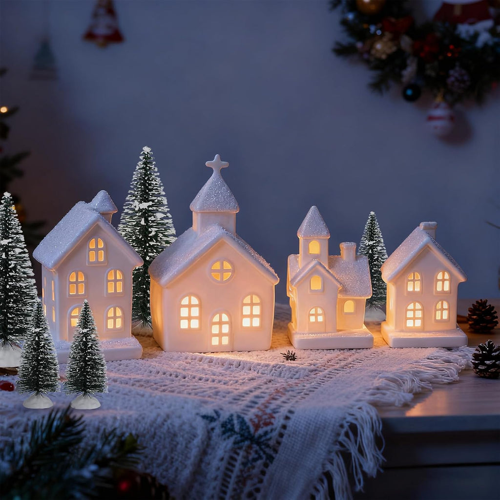 light up christmas village set of 4 lighted, package contents