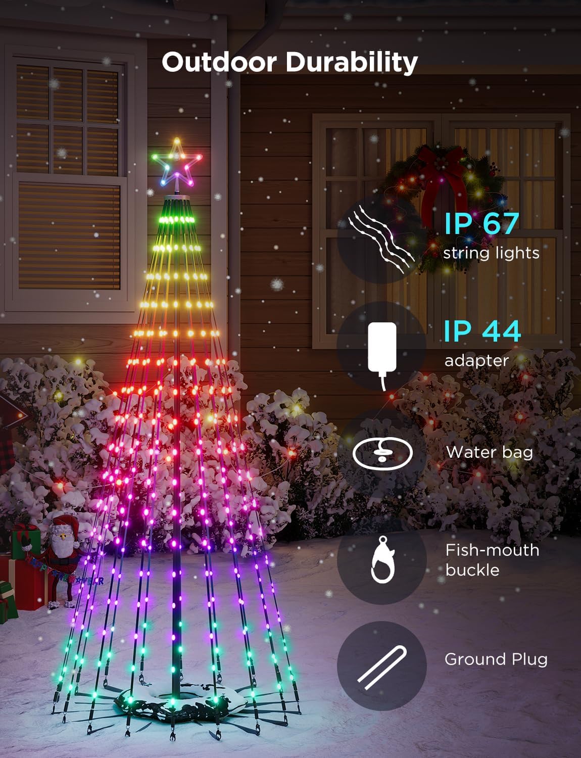 Govee Christmas Cone Tree Lights, 6.1ft 316 LEDs RGBIC Christmas Tree Light