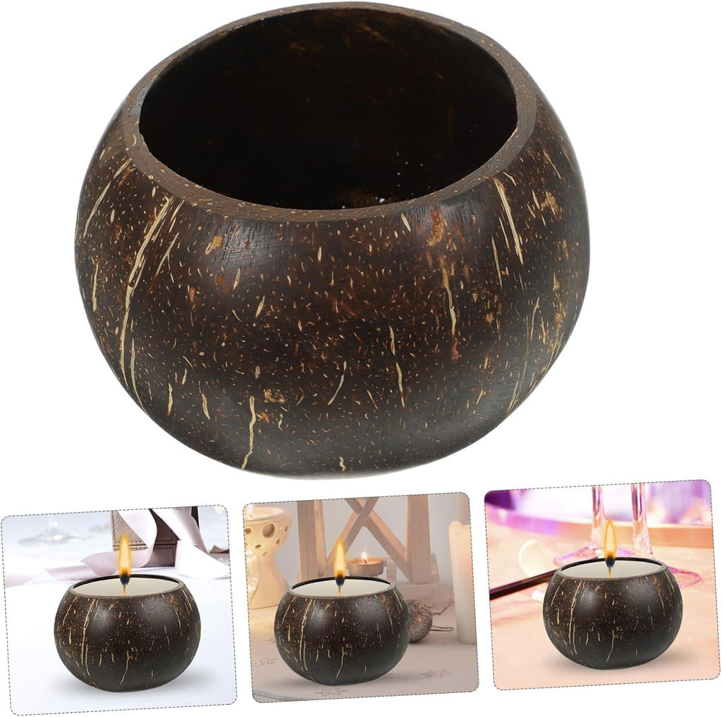 Coconut Shell Candle Holder for Projects Natural Wax Container Decorative Cup for Romantic Atmosphere and Special Occasions