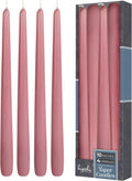 Hyoola Tall Taper Candles - 10 Inch Rose Pink Unscented Dripless Taper Candles - 8 Hour Burn Time - 4 Pack