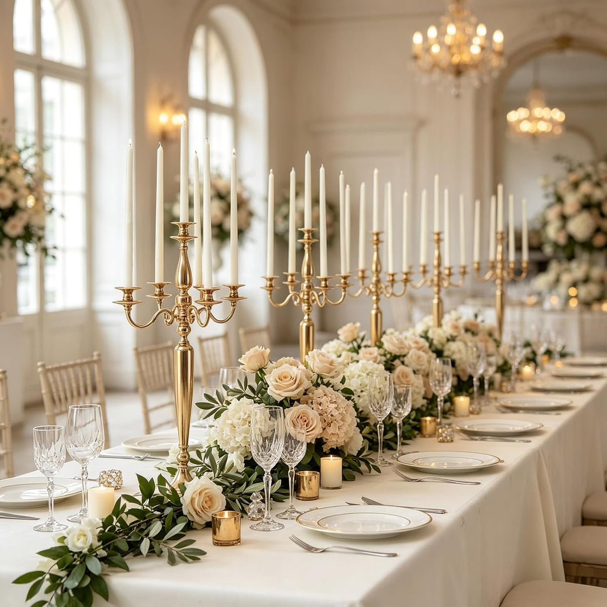 28in 2PCS Gold 5-Arm Candelabra Wedding Centerpieces for Tables