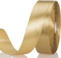 YASEO 1 Inch Champaign Gold Solid Satin Ribbon for Gift Wrapping, 50 Yards | Soft, Satiny, Colorfast, Polyester Fabric, Ease of Use, Bouquets, Decor, Crafting DIY, Leis, Christmas, Wedding