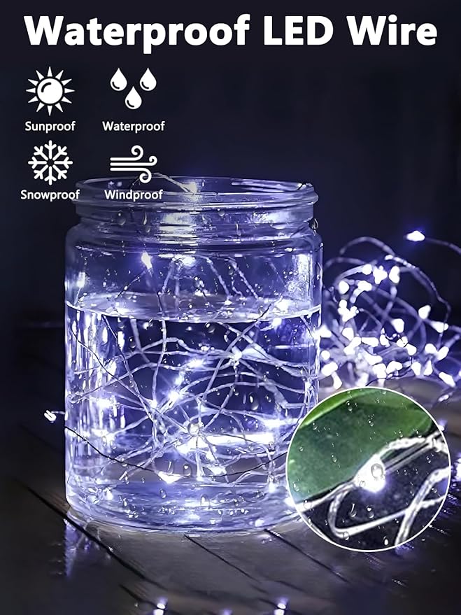 6 Pack Fairy Lights Battery Operated with Remote Control Timer, 26 FT 80 LED String Lights Outdoor Indoor, 8 Modes Twinkle Lights for Christmas Party Wedding Birthday Bedroom Décor (Cool White)