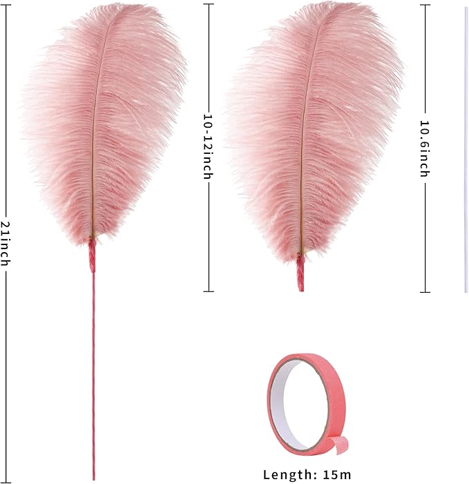 Holmgren Pink Craft Ostrich Feathers - 20pcs Making Kit 22 Inch Ostrich Feathers for Vase, Floral Arrangement, Wedding Party Centerpieces Home Decorations (Lotus Pink)