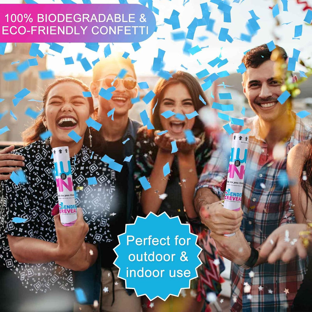 Premium Gender Reveal Confetti Cannon, Set of 4 Mixed (2 Blue 2 Pink) Gender Reveal Confetti Cannon Popper, for Gender Reveal Decorations and Baby Gender Reveal Party Supplies, Pink&blue