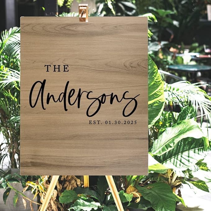 Andaz Press Large Wooden Welcome Sign for Wedding Rustic Welcome Sign 16" x 20" Custom Last Name & EST. Date Fall Wedding Signage English Oak MDF Wood Finish Wedding Reception Indoor Outdoor Signs