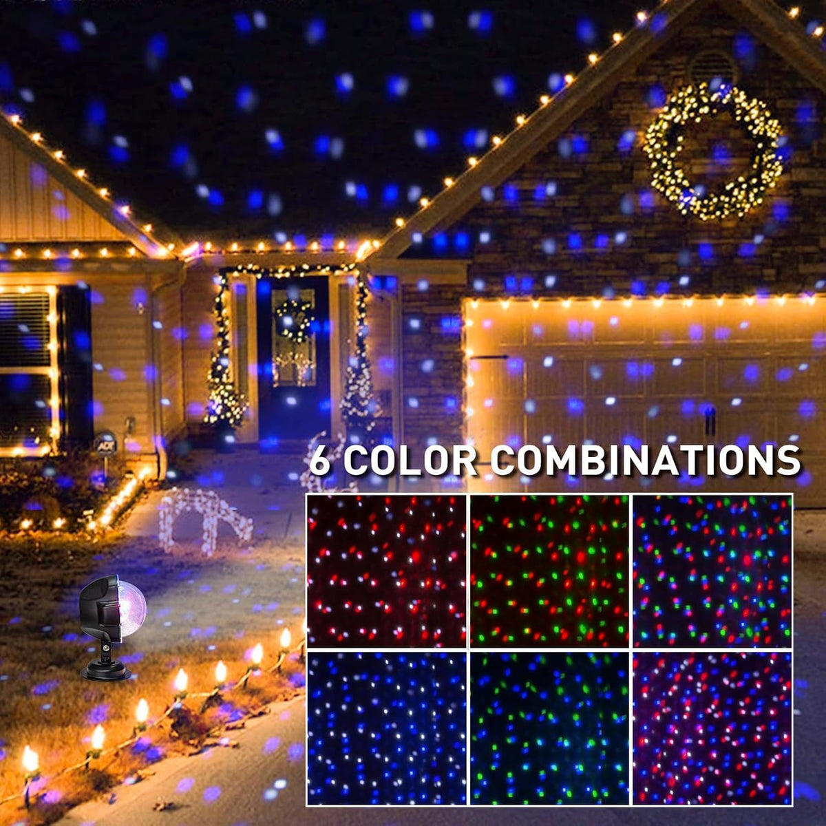 PEIDUO Christmas Projector Lights Outdoor, Multicolor Rotating Snowfall Proje...