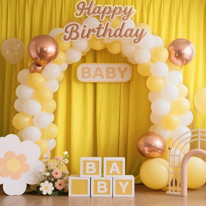 Sugargirl 10x10FT Yellow Backdrop Curtains Polyester Photo Backdrop Drapes Curtains 2 Panels with Rod Pockets for Party Birthday Wedding Photography Home Decoration