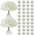 65Pcs White Hydrangea Artificial Flowers Bulk，Realistic Silk Fake Flowers with Stems，Faux Hydrangea Flowers for Wedding Home Decor Centerpieces Living Room Garden Party Baby Shower Decoration
