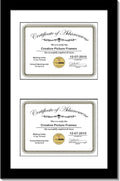 Creative Picture Frames 16X24Bk-W Black Vertical Double Diploma Frame With 2 Opening White Mat, Holds 2-11X14-Inch Documents With Wall Hanger