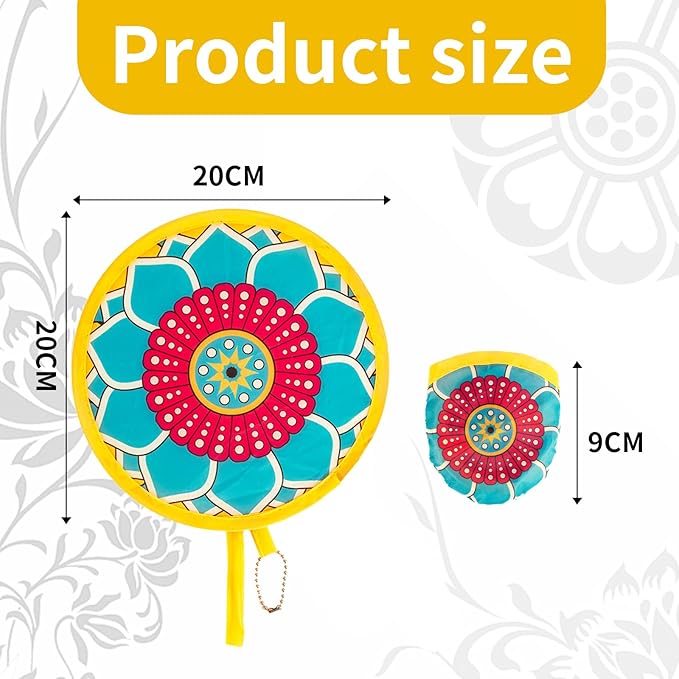 4pcs Mandala Round Foldable Hand Fan Japanese Foldable Fan Style Handheld Compact Cooling Fans,Round Folding Fan for Outdoor Games,Xmas Decoration,Festival,Party Favors,Travel,Events