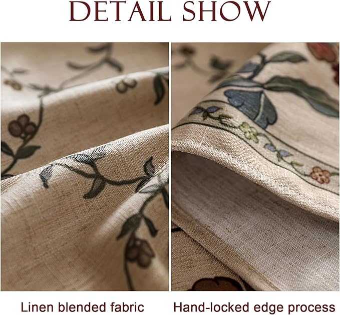 patdrea Designer Linen French Tablecloth for Rectangle Table,Fall Country Breathable Floral Tablecloths,Table Cover for Kitchen Dining,Tea Party,Christmas,Thanksgiving,63"x87"-Oliveirad