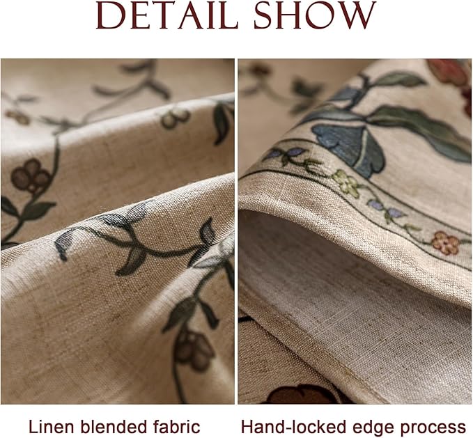 patdrea Designer Linen French Tablecloth for Rectangle Table,Fall Country Breathable Floral Extra Long Tablecloths,Table Cover for Kitchen Dining,Christmas,Thanksgiving,63"x110"-Oliveirad