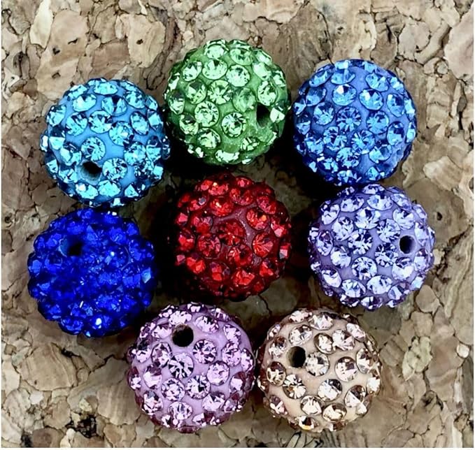 25pcs Adabele Grade A Suncatcher Crystal Rhinestone Pave Loose Beads 8mm Fuchsia Pink Polymer Clay Disco Ball Spacers Compatible with Shamballa All Craft Jewelry Making DB8-22