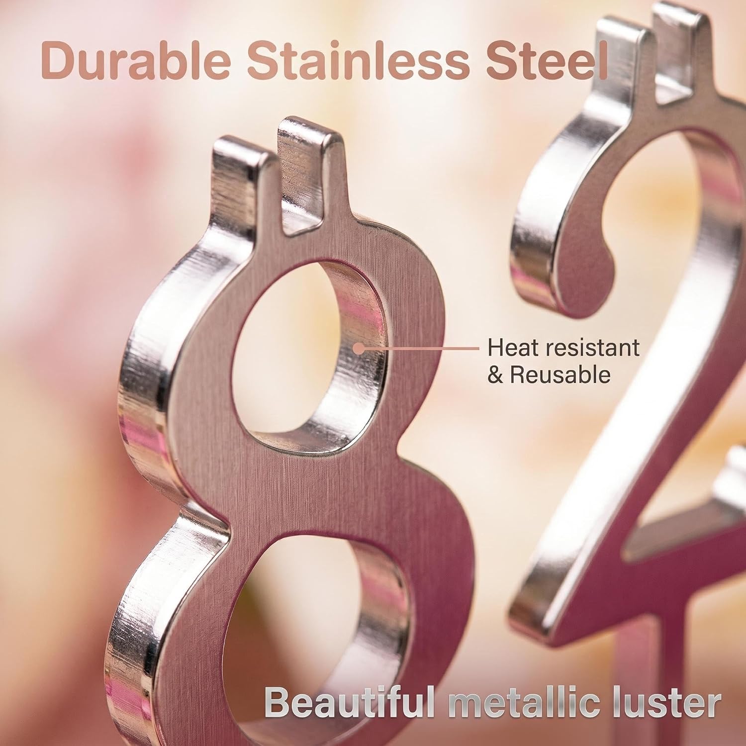 Stainless Steel Number Candle Holder Set, 1 Set | Heavy Duty, Thickened, Reusable, Heat-Resistant, Metal Birthday Candle Holder for Cakes