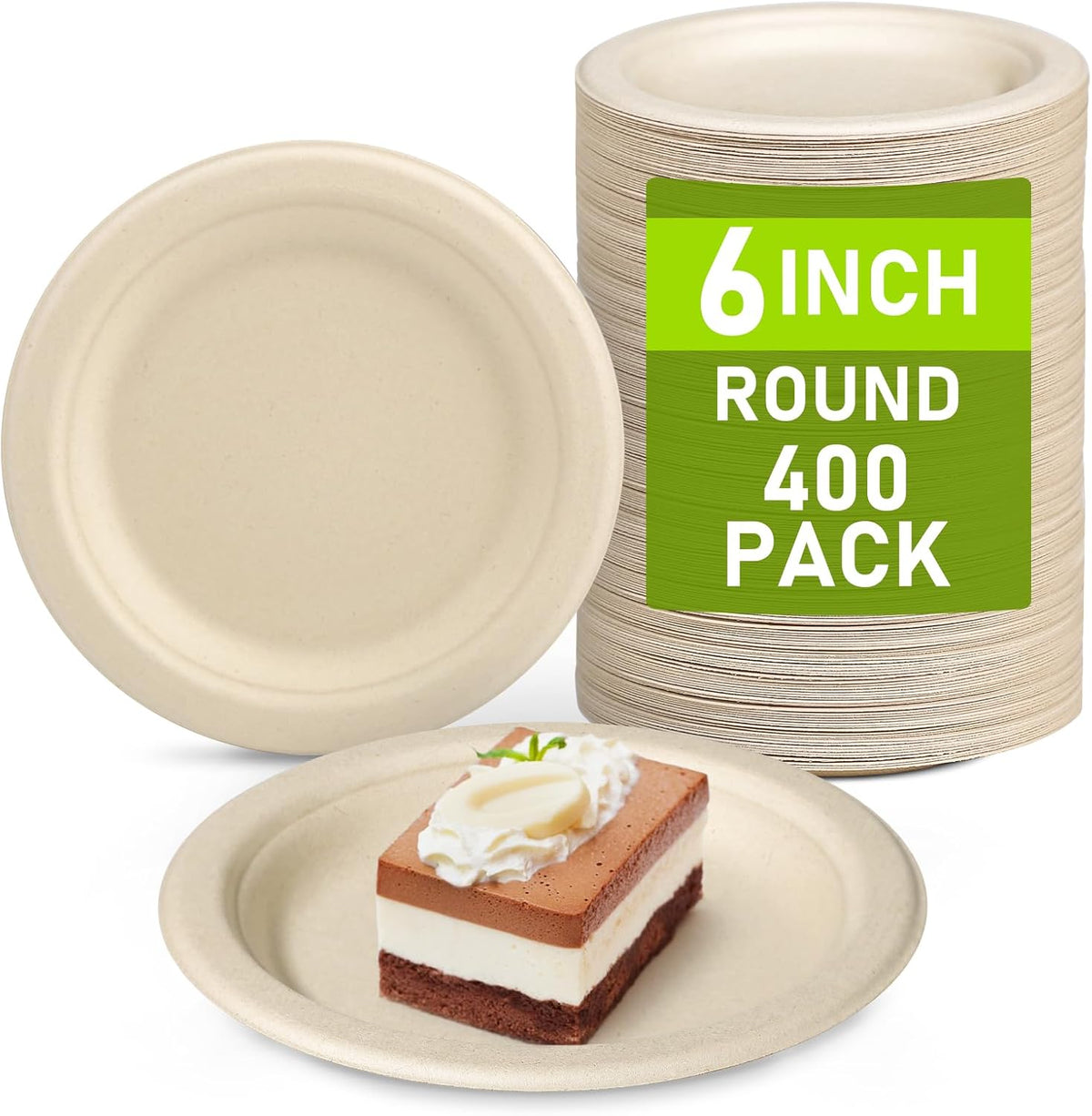 small paper plates 6 inch, 400 pack compostable shown in use