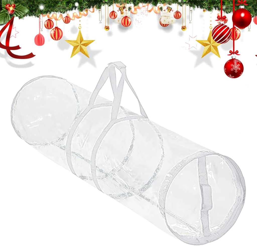 Wrapping Paper Storage Bag - Transparent Storage Tote, Gift Wrap Organizer With Handles, Multi-Purpose Holiday Container | Home Party Festival Decoration Setup Carrying Solution Living Space