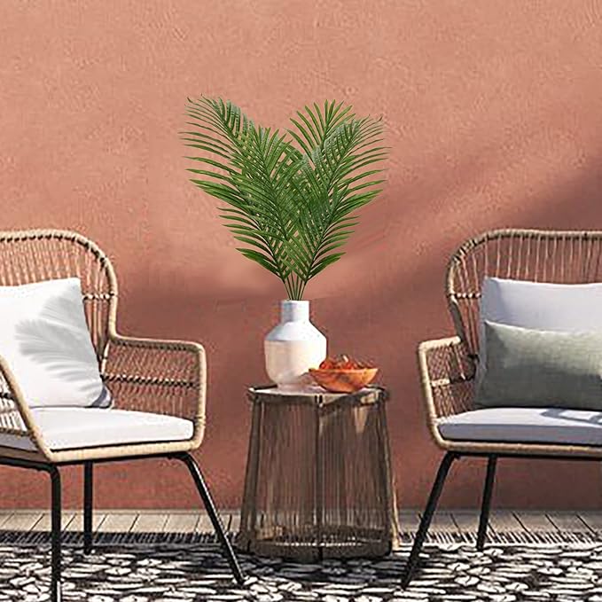 Large Artificial Palm Leaves Palm Fronds Tropical Leaves Areca Palm Branches Palm Leaves with Stem Palm Tree Leaves Faux Palm Leaves for Floral Arrangement Fake Leaves Palm Sunday Decor-Large Leaf
