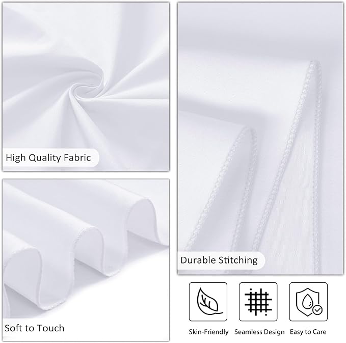8 Pack White Table Cloth 90 x 132 Inch Rectangular Tablecloths for 6 Foot Rectangle Tables, Wrinkle Resistant White Tablecloth Washable Polyester Fabric Table Covers for Party Wedding Banquet