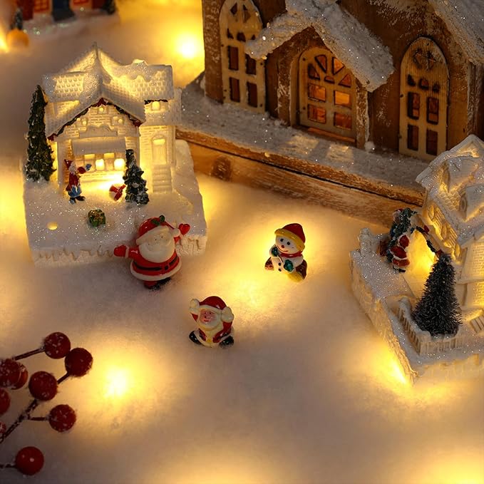 VIHOSE Christmas Snow Blanket with LED Lights String Pre Lit Artificial Fake Snow Blanket Roll Lighted Table Runner for Christmas Tree Village Display Winter Holiday Decor(Warm Light,59'' X 16'')