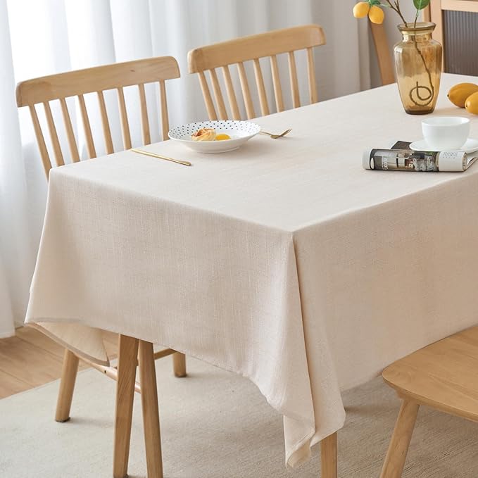 NLMUVW Linen Tablecloth for Rectangle Table, Champagne Table Cloth Extre Long Water Resistant Farmhouse for Party Kitchen Dining, 54 x 120 Inch