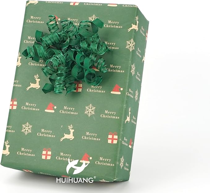 HUIHUANG Green Christmas Bows for Gift Wrapping Curly Gift Bow 5 inch x 8 Counts Forest Green Self-Adhesive Xmas Bows for Presents, Paper Bag, Party Favors, Wrapping Accessories