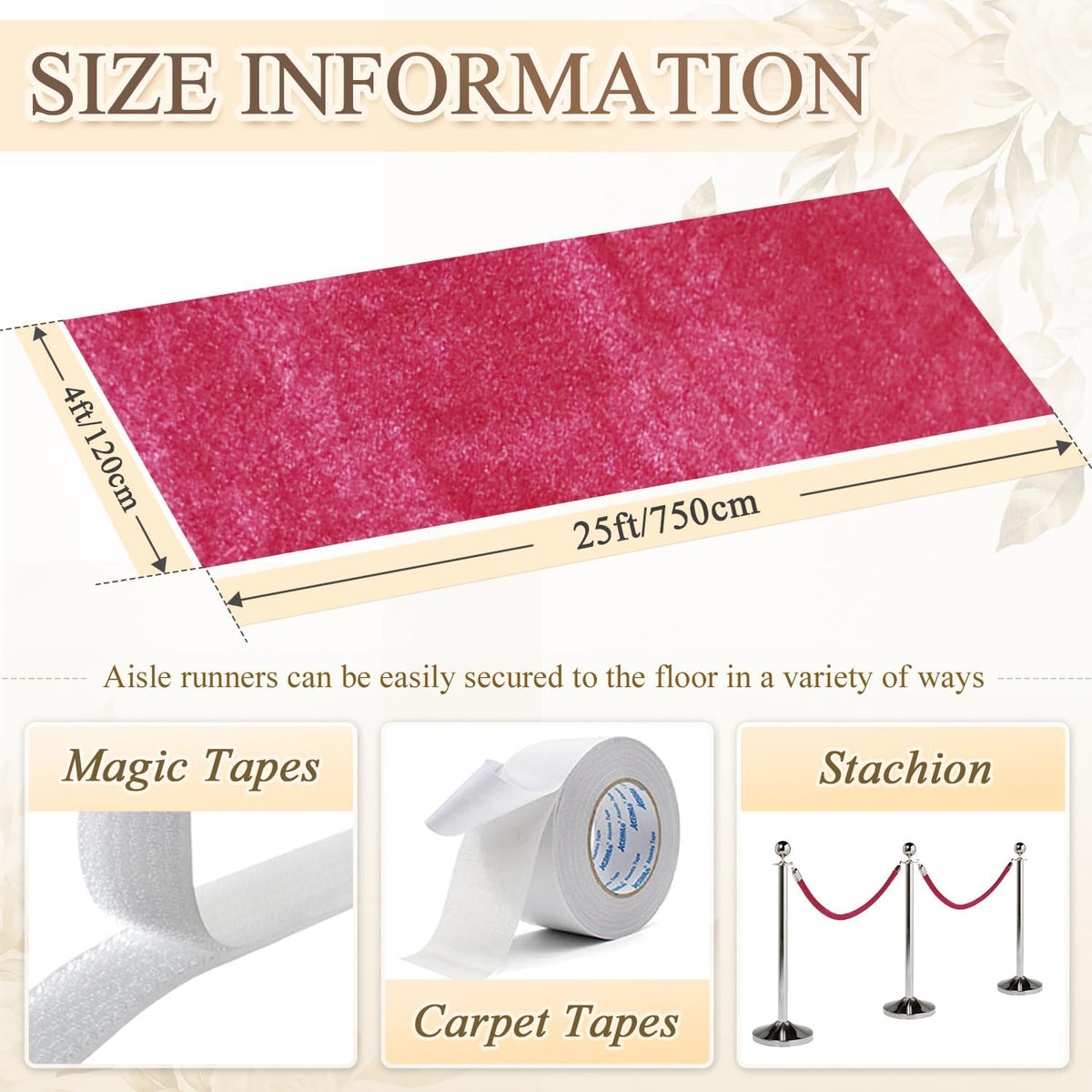 FANPROMS Wedding Pink Aisle Runner 4x25 FT Wedding Velvet Aisle Runner for We...