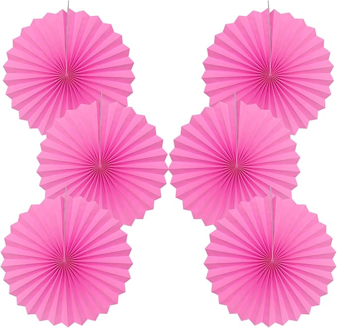 Red Hanging Paper Fans,Red Accessories Paper Decorations for Party,Valentines Day Decorations,Photo Booth Props Decor,16in Hanging Paper Fans 30 Color DIY Set （Magenta）