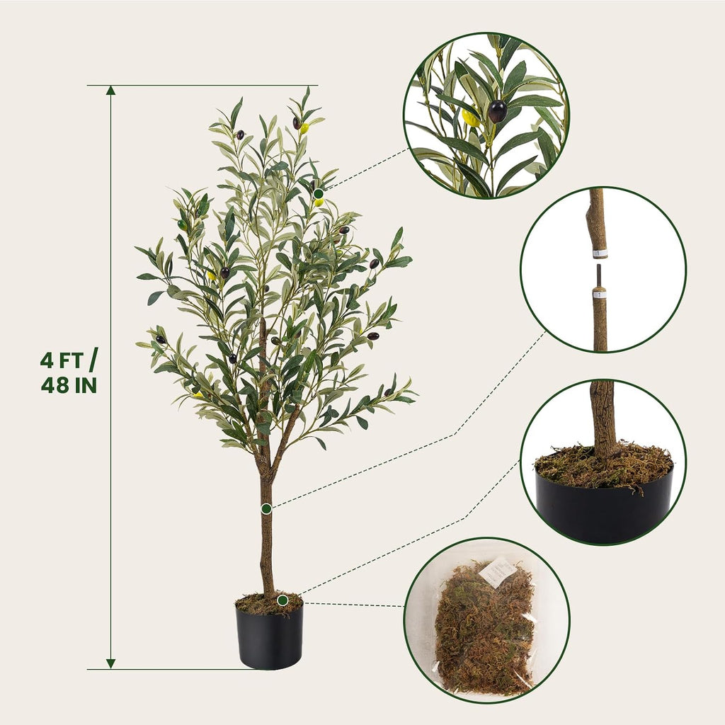 artificial fake olive tree 4ft 1pack faux olive, close-up detail