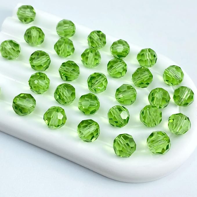 400 PCS 4mm Crystal Glass Beads Round Multiple Faceted Loose Spacer Glass Beads for DIY Handcrafte Bracelet Necklace Earring Jewelry Making(Light Green)