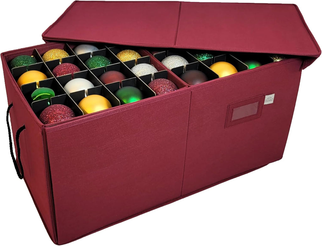 612 Vermont Christmas Ornament Storage Box with Adjustable Acid-Free Dividers, Holds 128 – 3 Inch Ornaments (SB-40043-VT)