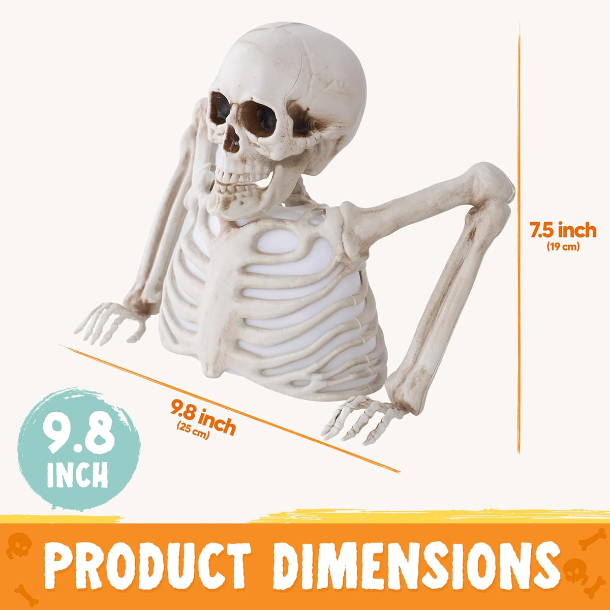 JOYIN Skeleton Halloween Decorations Indoor, Lighted Skeleton Tabletop Hallow...
