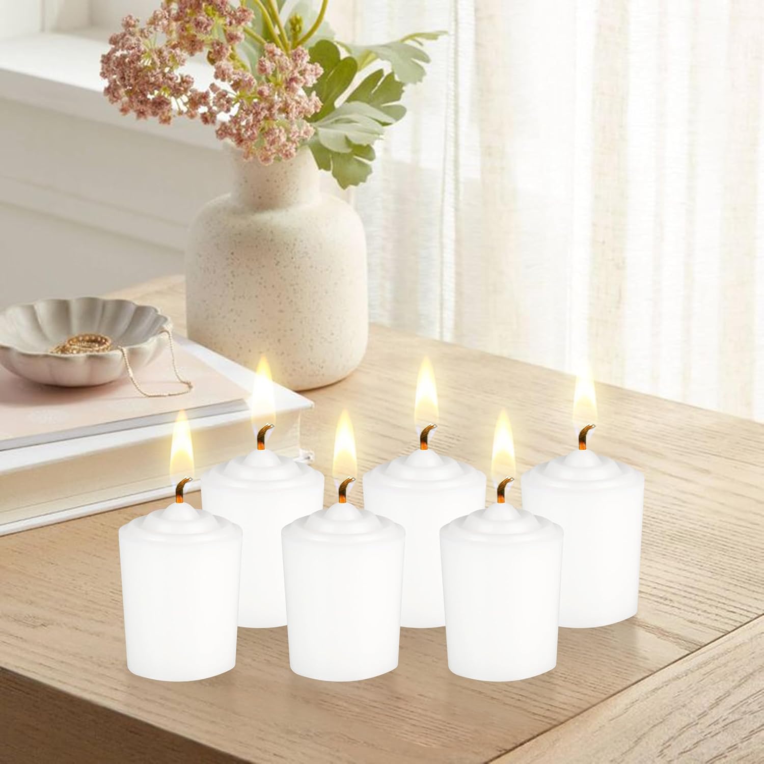 White Unscented 15 Hours Votive Candles
