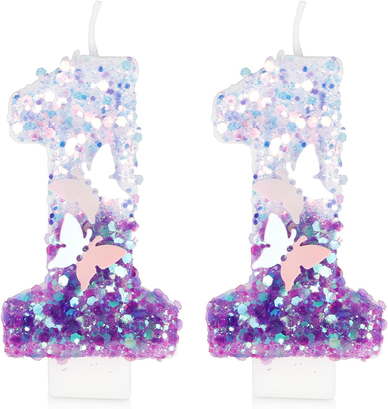Birthday Candles, Number 11 Candle, Butterfly 11th Birthday Decorations for Women/Girl, Purple Happy Birthday Candle for Cake,Handmade Sequin Numeral Candle Wedding Cake Topper Anniversary Party Decor