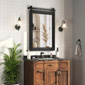 COGOOD Farmhouse Bathroom Mirror - 42 x 29 Rustic Barn Door Style Mirror for Living Room, Entryway, Vanity Wall Decor (Black)
