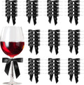 Satin Ribbon Black Bow Decor 2.5" Premade Pink Twist Tie Bows for Gift Wrapping Treat Bags Party Favors Wedding Decorations - 50 Counts