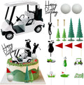 2026 New Golf Cake Decorations with Mini Cart, Clubs, Ball, Green Tree, Red Flag Cupcake Toppers, for Golf Theme Birthday Party Decoration Supplies