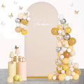 SoarDream Arch Backdrop Cover Beige Spandex Fitted 5FT Wedding Arch Covers Balloon Round Top Chiara Arch Backdrop Fabric for Bridal Shower Wedding Birthday Party Stage Decoations