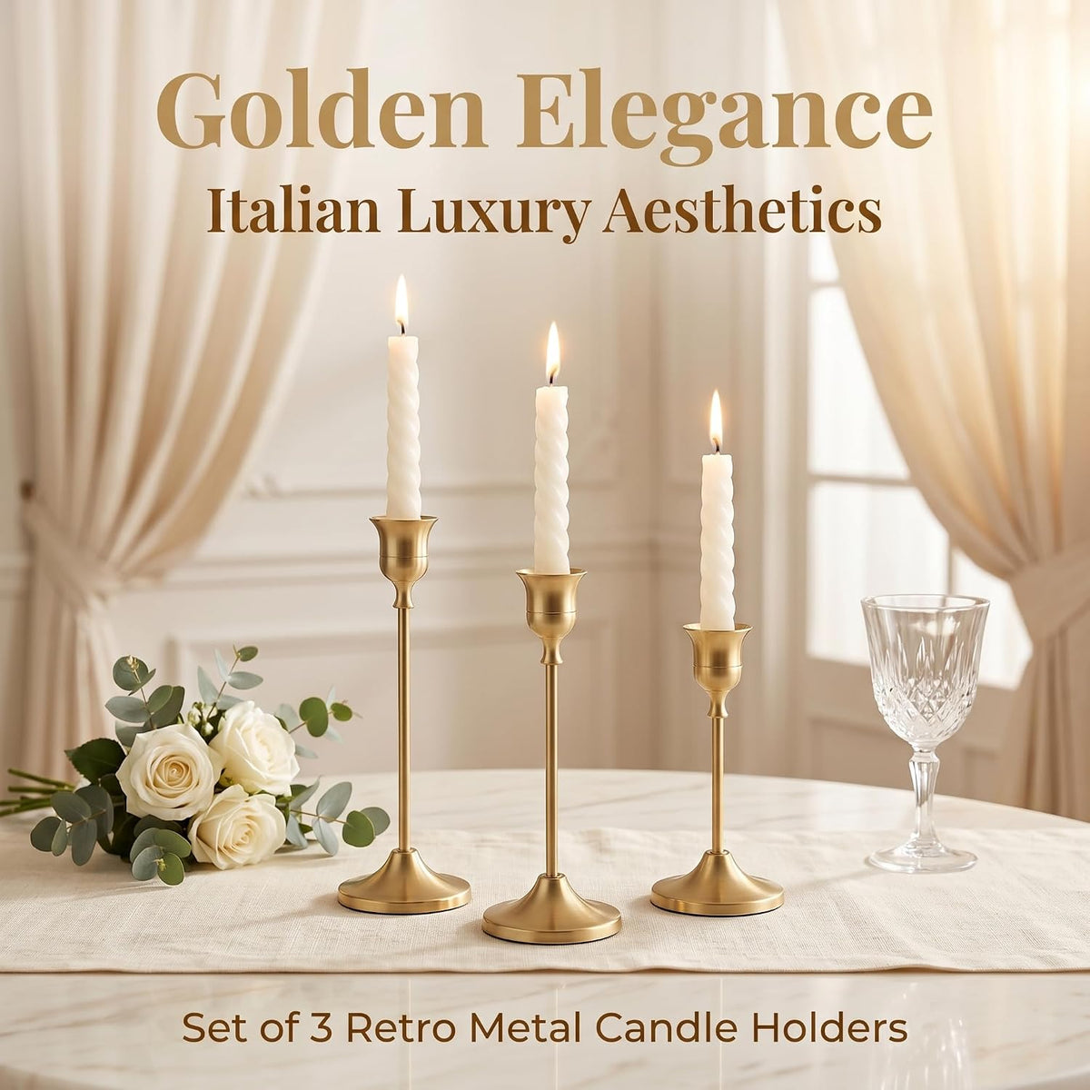 24 Pcs Gold Candlestick Holders, Vintage Metal Candle Holders Taper Candle St...