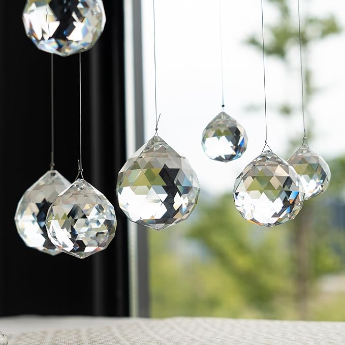 20mm/30mm/40mm Clear Crystal Balls Prism Sun Catcher for DIY Home Garden Wedding Party Decor, Pack of 13