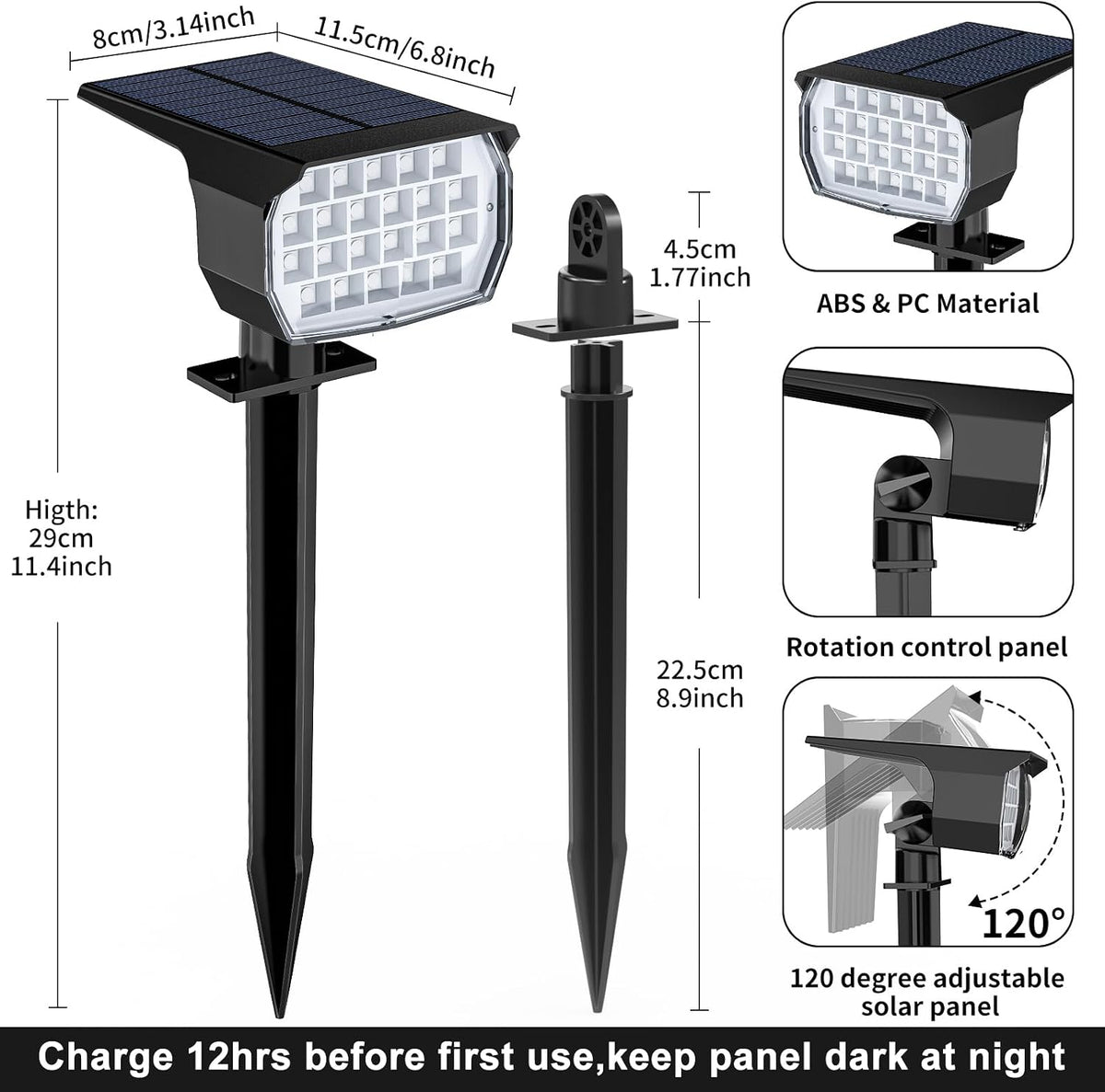 WENATY Solar Spot Lights Outdoor Spotlight Christmas 12 Pack Color Changing