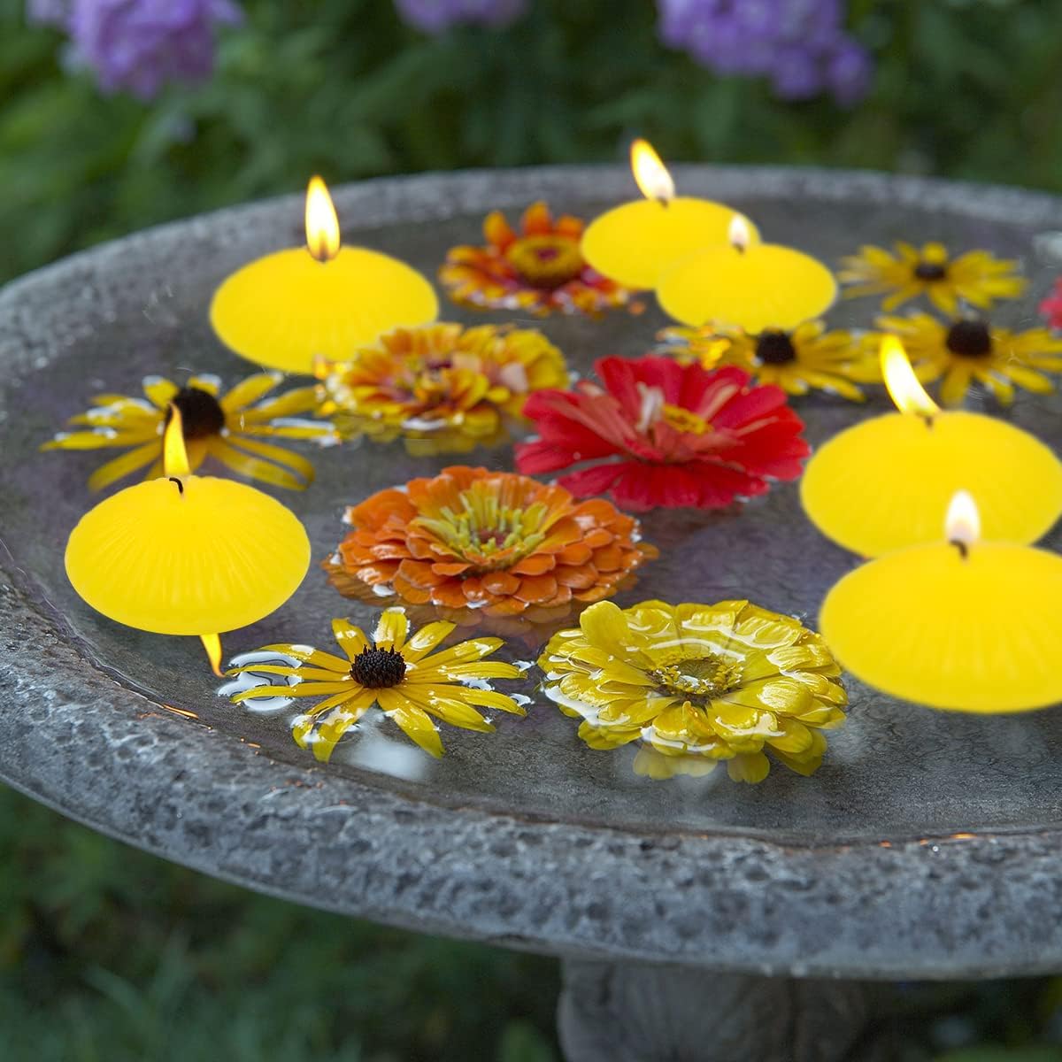 12 Pack 3 Inch Citronella Floating Candles for Summer, 10 Hour Yellow Dripless Tealight Candles for Cylinder Vases, Centerpieces at Wedding Party Pool Holiday