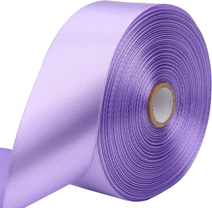 Light Purple Solid Satin Ribbon 1-1/2 Inch 50 Yards Solid Polyester Fabric Ribbon for Gift Wrapping Wedding Christmas Baby Shower Birthday Party Decoration Handmade Immortal Flower Craft