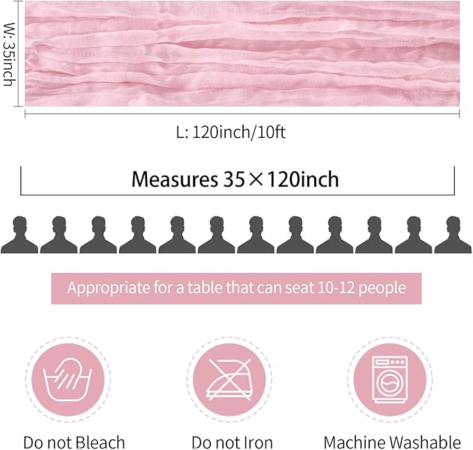 3 Pack Light Pink Cheesecloth Table Runner Gauze Table Runner Rustic Sheer Cheese Cloth 10Ft for Wedding Baby Shower Bridal Shower Sheer Boho Fall Thanksgiving Home Decor