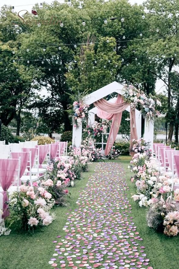 Serwalin 300Pcs Silk Rose Petals Artificial Flower for Weddings Proposal - Purple Pink for Romantic Night, Flower Girl, Bridal Shower Table Decor (4 Color Mixes)