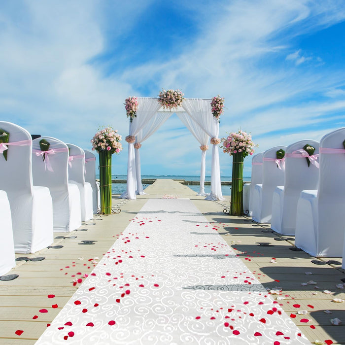 Thickened Aisle Runner for Wedding CeremonyFeet White Aisle Runner Walkway for Indoor Outdoor Wedding Church Decorations ，Halloween Parties can Also use a Carpet，50g(Vine, 3x50Feet)