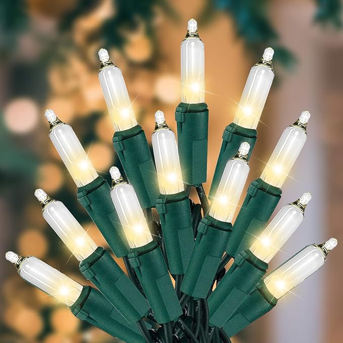 Christmas Lights for Tree 20Ft 100 Count Mini Lights Green Wire Christmas Tree Lights Waterproof Incandescent Bulb for Indoor Outdoor Xmas Holiday Wedding Home Party Decorations Clear